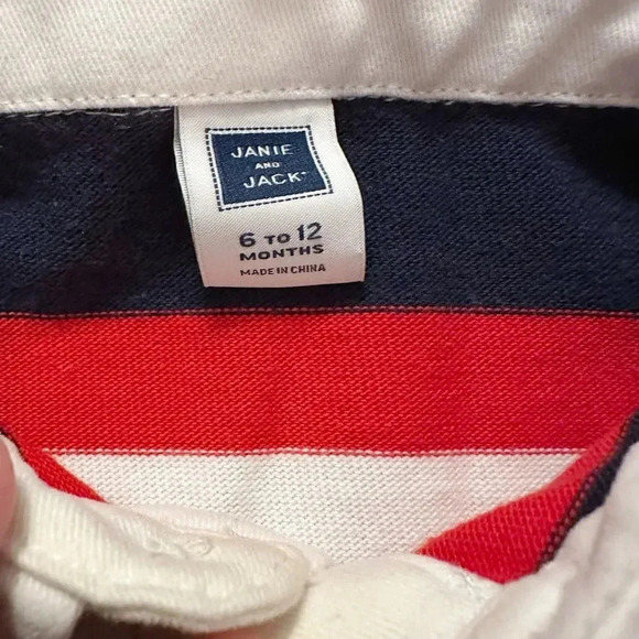 Janie & Jack | Infant Rugby Striped Polo (6-12 mos) 🔴⚪️🔵 - Picture 5 of 5